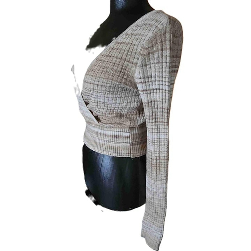 American Eagle Tan Striped Sweater Small HD4829 - Picture 3 of 7